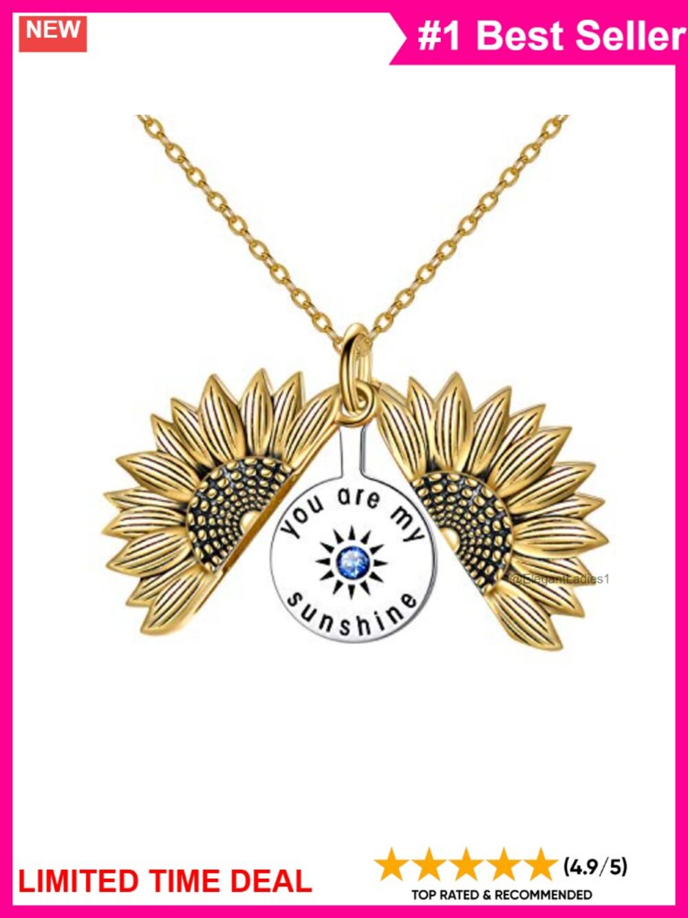 Sterling Silver Sunflower Locket Necklace Engraved You Are My Sunshine